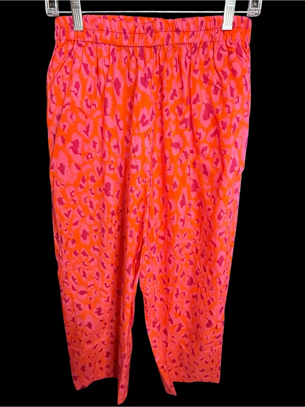 Farm Rio x Anthropologie Printed  Cotton Pants Pink Orange Elastic Waist